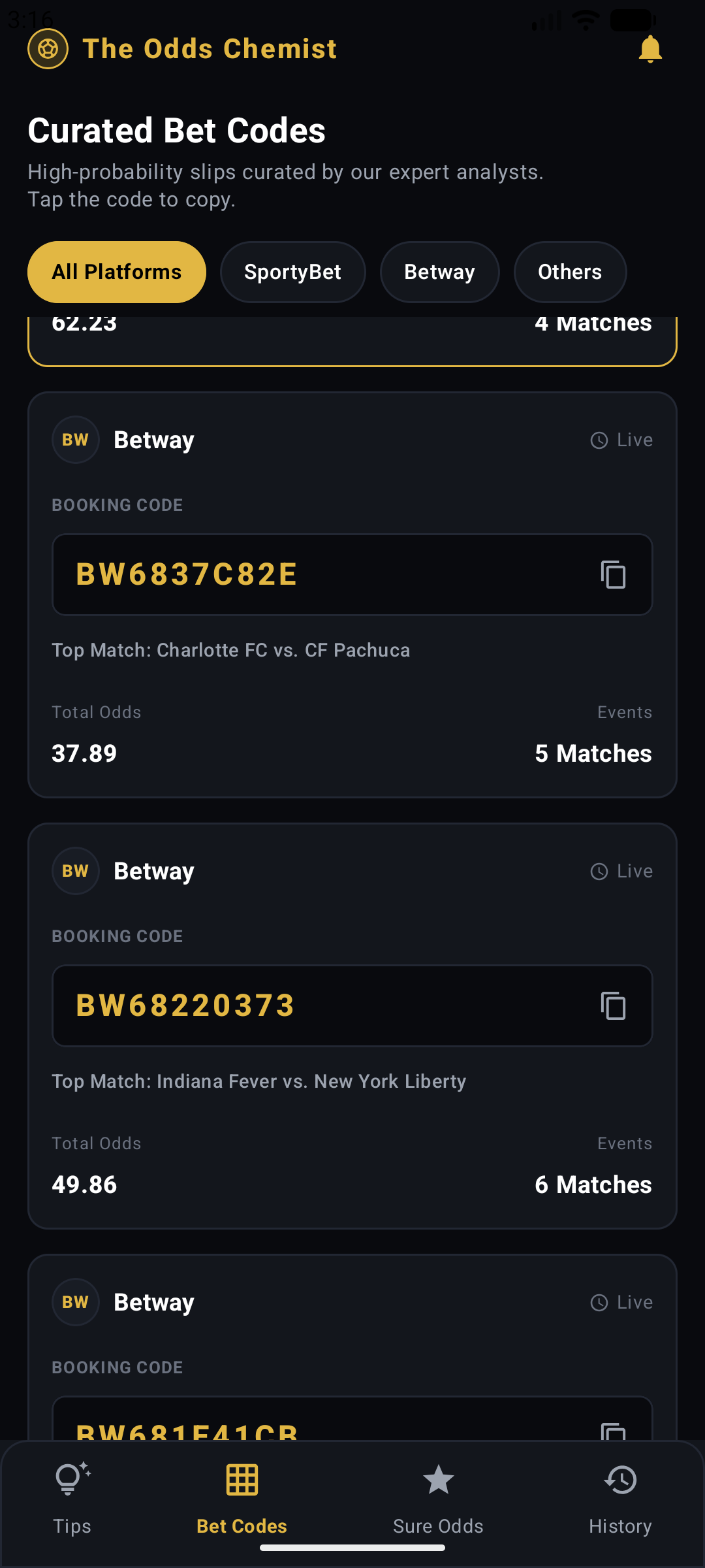 Betting betcodes